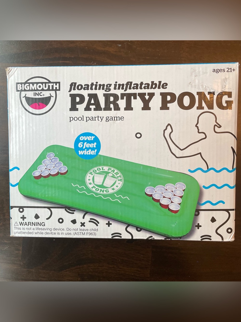 BigMouth Giant Party Pong Pool Float 6 ft Inflatable Game NEW Backyard Lake Days